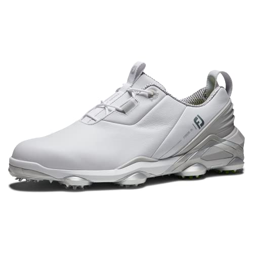 FootJoy Men's Tour Alpha Golf Shoe, White/Grey/Lime, 9 X-Wide