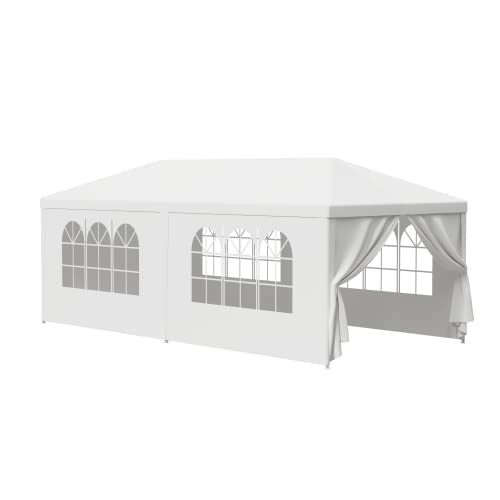LEMY 10 X 20 Outdoor Wedding Party Tent Camping Shelter Gazebo Canopy with Removable Sidewalls Easy Set Gazebo BBQ Pavilion Canopy Cater Events