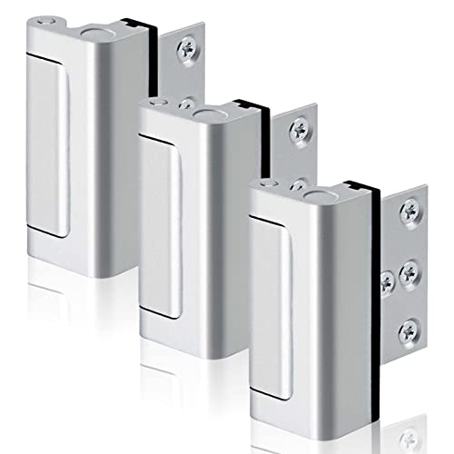 GreaTalent 3PACK Home Security Door Reinforcement Lock Childproof, Add High Security to Home Prevent Unauthorized Entry, Aluminum Construction Finish, Silver