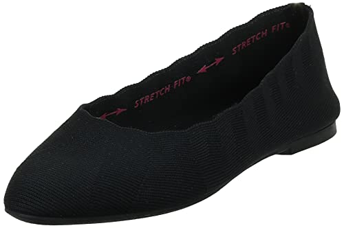 Skechers womens Cleo Bewitched - Engineered Knit Skimmer Ballet Flat, Black, 10 US