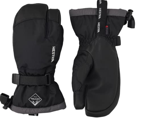 Hestra Gauntlet CZone Junior Glove - Waterproof, Insulated 3-Finger Snow Glove for Winter, Skiing, Playing in The Snow for Kids and Youth - Black/Graphite - 7