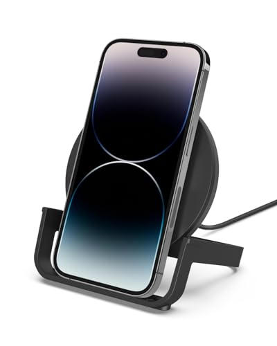 Belkin Quick Charge 10W Wireless Charger - Qi-Certified Charger Stand for iPhone, Samsung Galaxy - Charge While Listening to Music, Streaming Videos, & Video Calling - Includes AC Adapter - Black