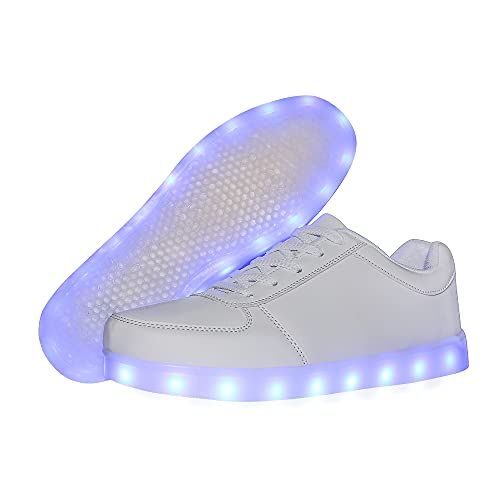 YuanRoad Unisex LED Shoes Light Up Shoes for Women Men LED Sneakers with USB Charging Dancing Shoes SAJIADX518-White-39