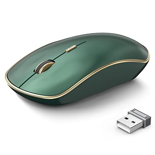 JOYACCESS 2.4G Slim Wireless Silent Mouse, Portable Wireless Computer Mouse with 5 Adjustable DPI Levels, USB Mouse for Desktop, Notebook, MacBook, Chromebook, PC (Green)