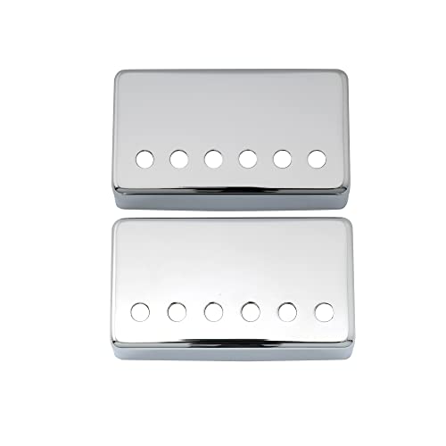 Musiclily 50mm/52mm Guitar Humbucker Pickup Covers Neck Bridge Humbucker Pickup Covers Set for Epiphone Les Paul Electric Guitar, Chrome (Set of 2)
