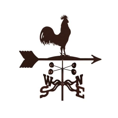 EZ Vane Steel Rooster Weathervane 21” Height, Includes Metal Roof Mount, Wind Cups & Brackets | Hand-Crafted and Family-Owned, Made in The USA with Triple Powder Coating, Limited