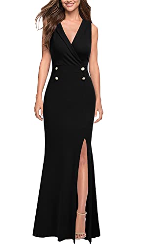 Viwenni Black Dresses for Women Bridesmaid Dresses Mermaid Long Black Dress M