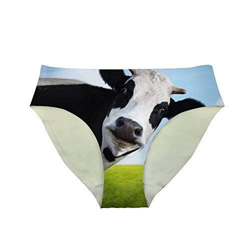 Xinind Funny Underwear for Women 3D Cute Alpaca Panties Hipster-Panties Low Waist Sexy Ladies Panties, Cow, Medium