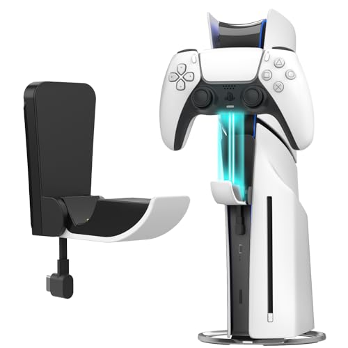 Fosmon 2-in-1 PS5 Controller Charger Holder, Foldable Space Saving Fast Charging Station Compatible with PS5 Slim