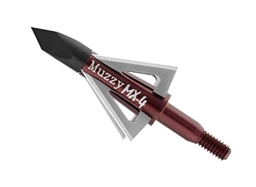 Muzzy 209-MX4, Bowhunting 100 Grain, .025' 4 Blade Broadhead, 1-1/8' Cutting Diameter, 3 Pack,red