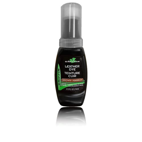 GRIFFIN Brown Leather Dye with Applicator - Leather Repair and Scratch Repair for Shoes, Boots, Leather Furniture and More! (2.5 oz) - Made in The USA