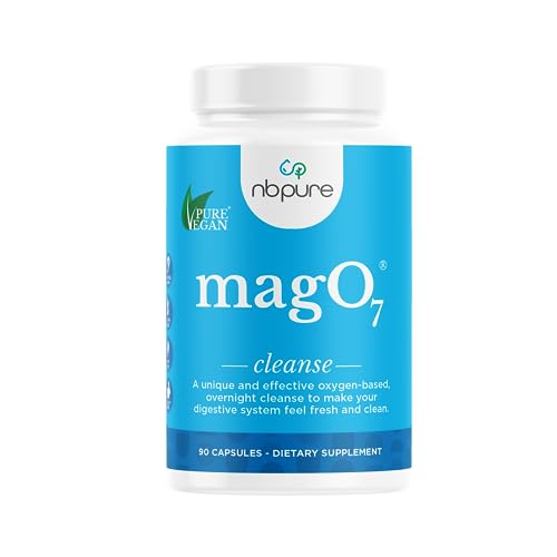nbpure MagO7 - Natural Colon Cleanse & Detox - Occasional Constipation Relief, Stool Softening, & Bloating Support for Men & Women - Ozonated Magnesium Oxide, 90 capsules