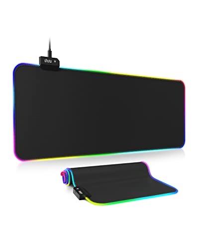 UHURU Gaming Mouse Pad, UMP-01 RGB Large Mouse Pad with 14 Lighting Modes, 2 Brightness, Anti-Slip Base, Waterproof & Portable Led Mouse Mat for Laptop Computer PC Games (31.5 X 11.8 X 0.16 inches)
