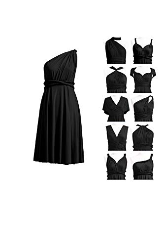 72styles Knee Length Short Infinity Dresses Bridesmaid Dresses Midi Convertible Transformer Multiway Twist Wrap Dresses Gown Black