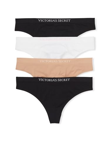 Victoria's Secret Seamless Thong Underwear Pack, Smooth Fabric, Panties for Women, 4 Pack, Multi (M)