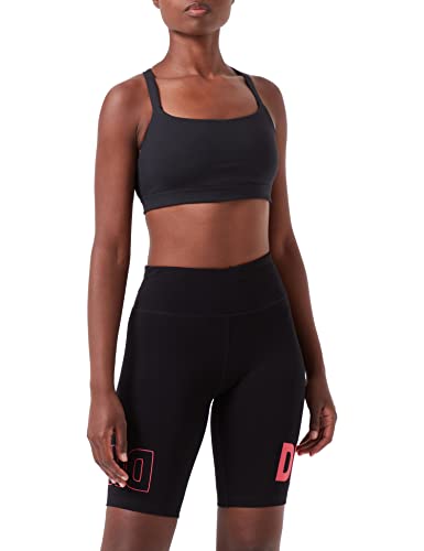 DKNY Women's Bike High Waist Flip Reflect Logo Short, Fiery Pink