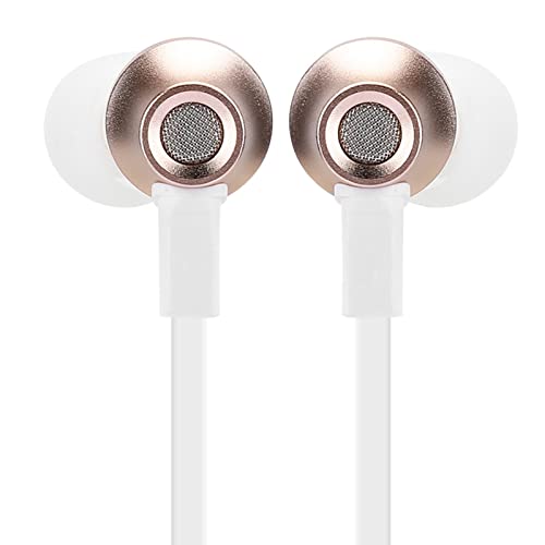Serounder Wired in Ear Headphone,Ergonomic Wired Stereo Earbuds for Kids and Adults with Microphone Wired Gaming Earbuds for Sleep Sport Workout (Gold)