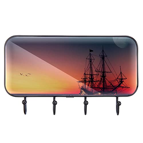 Towel Holder Wall Mounted Towel Rack Bathroom Decor Bathrobe Robe Coat Clothing Unset Sea Ship Galleon Masts Bath Towel Hanger Storage Organizer