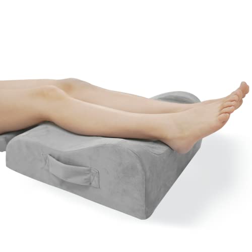LightEase Leg Elevation Pillow, Memory Foam Leg Elevating Support Wedge Pillow for Sleeping, Reading, Rest, Surgery, Injury, Relieve Back Hip Knee Pain, Improve Blood Circulation, Reduce Swelling