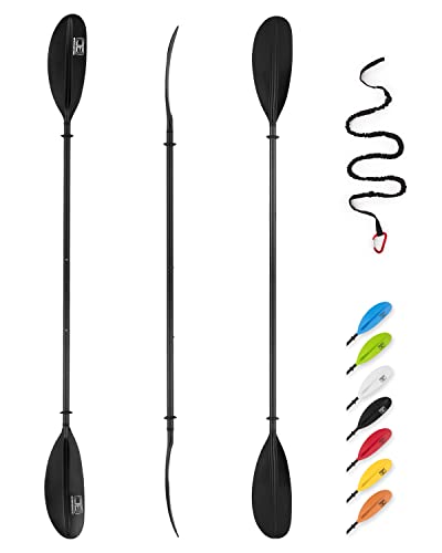 OCEANBROAD Carbon Shaft Kayak Paddle Adjustable 86in/220CM to 94in/240CM Kayaking Oar with Paddle Leash 1 Paddle
