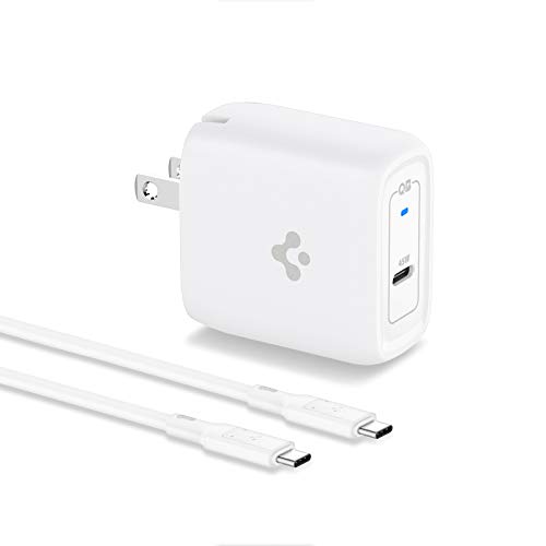 45W Super Fast Charger USB C, Spigen [GaN Fast] PD 45W PPS 25W Type C Charge for Galaxy S24 Ultra Plus Z Fold Flip 6 5 4 S23 FE Note 20 Pixel Fold 8 8a Pro 7 Tab S9 iPad (Cable Included/Foldable Plug)