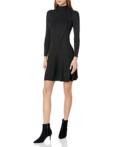 French Connection Women's Mari Rib Above The Knee Dress, Charcoal Mel Black, xs