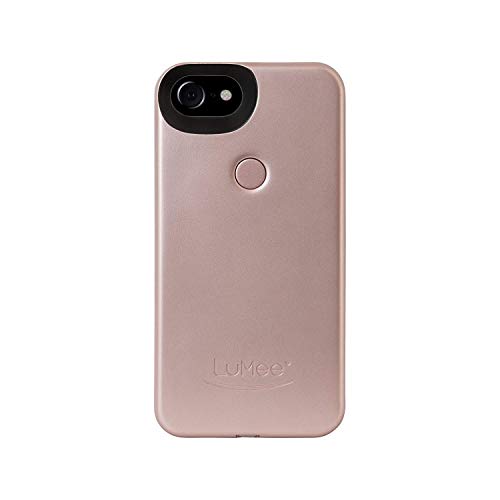 LuMee Two Selfie Phone Case, Rose Matte | LED Lighting, Variable Dimmer | Shock Absorption, Bumper Case | iPhone 8 / iPhone 7 / iPhone 6s / iPhone 6