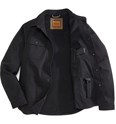 Venado Quick Draw Shirt Jacket for Men - Concealed Carry Vent - Built in Holsters (Black, XLT)