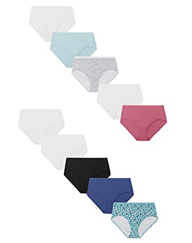 JUST MY SIZE womens Cool Comfort Cotton 10-pack Briefs, Assorted, 13 US
