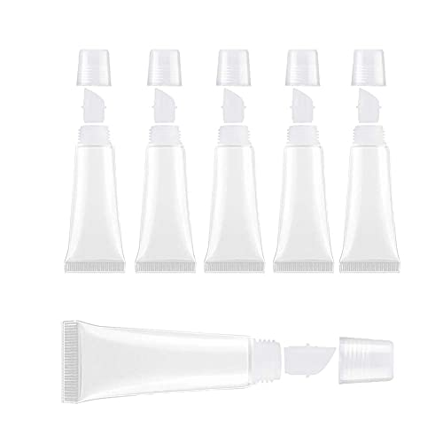 BlingKingdom 6pcs Lip Gloss Tubes 8ml Clear Soft Empty Lip Balm Containers Refillable Mini Cosmetic Tubes for Comestic Makeup and Travel Toiletries
