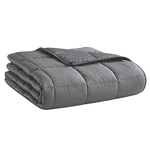 Weighted Blanket (Dark Grey,48'x72'-15lbs) Cooling Breathable Heavy Blanket Microfiber Material with Glass Beads Big Blanket for Adult All-Season Summer Fall Winter Soft Thick Comfort Blanket