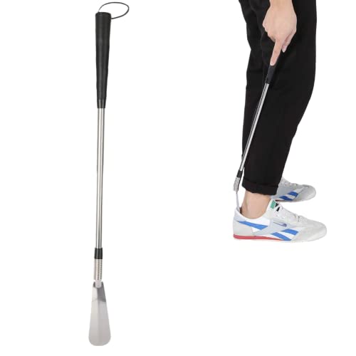 Shoe Horn, Portable Long Shoe Horn Stainless Steel Spring Handled Accessories Metal Chrome Plated with Shoehorn Boots Solid Shoes shoe horn long handle for seniors Men Women Kids 60CM