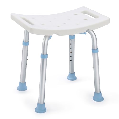 OasisSpace Shower Chair, Adjustable Bath Stool chair for Inside Shower - Tool Free Anti-Slip Bench Bathtub Stool Seat with Durable Aluminum Legs for Elderly, Senior, Handicap & Disabled