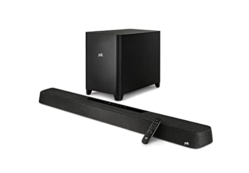 Polk Audio MagniFi Max AX 5.1.2 Channel Sound Bar with 10' Wireless Subwoofer (2022 Model), Dolby Atmos and DTS:X Certified, Polk's Patented VoiceAdjust & SDA Technologies, Easy Setup,Black