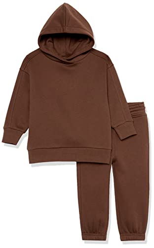 Amazon Essentials Unisex Kids' Modern Sweat Set, Pack of 2, Deep Brown, Large