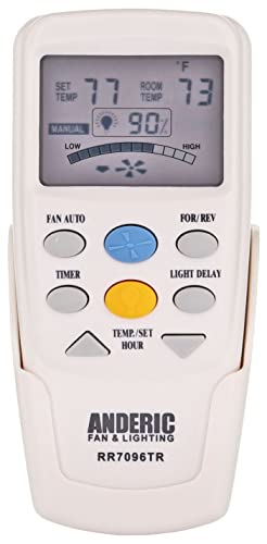 Anderic Replacement for Hampton Bay CHQ7096T with Reverse key Thermostatic Remote Control for Hampton Bay Ceiling Fans (FCC ID: CHQ7096T, UC7096T, CHQ8BF7096T, CHQ8BT7096T) - RR7096TR