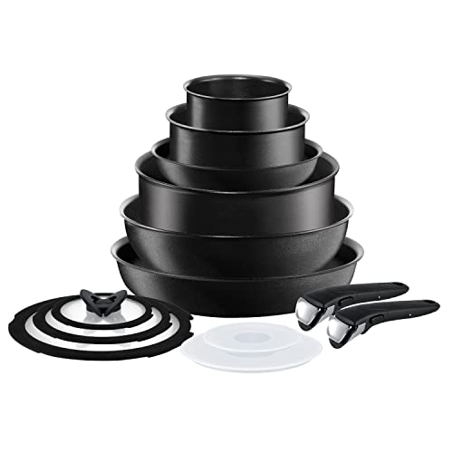 T-fal Ingenio Nonstick Cookware Set 13 Piece Induction Oven Broiler Safe 500F Cookware, Pots and Pans, Oven, Broil, Dishwasher Safe, Onyx Black