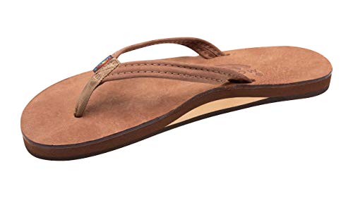 Rainbow Sandals Ladies Luxury Leather - Single Layer Arch Support With 1/2' Narrow Strap, Nogales Wood, Ladies Size X-Large / 8.5-9.5