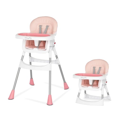 Dream On Me Portable 2-in-1 Tabletalk High Chair, Convertible Compact Light Weight Highchair, Pink