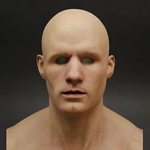 Tiydiygo Realistic Old Man Women Mask ,Halloween Face Cover Visible Latex Headgear Head Cover Novelty Costume Party Prop, Multicolor