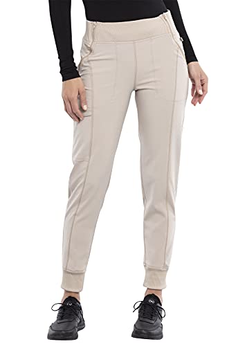 Cherokee Infinity Women’s Jogger Scrub Pants w/Certainty Fabric Tech CK110AP, L Petite, Khaki