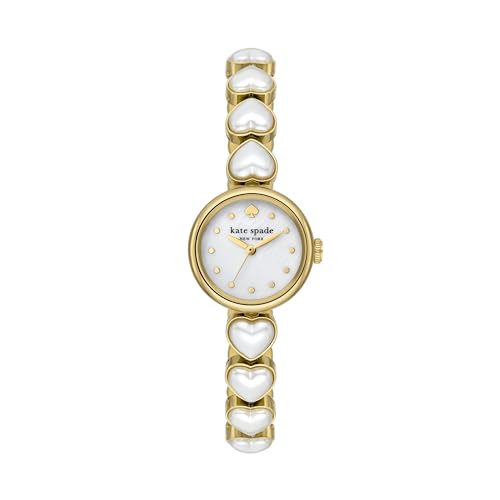 Kate Spade New York Women's Monroe Quartz Stainless Steel and Heart Pearl Three-Hand Watch, Color: Gold/Pearl (Model: KSW1815)