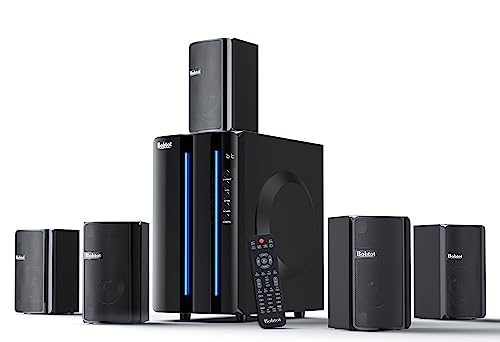 Bobtot Surround Sound Speakers Home Theater Systems 6.5 inch Subwoofer 800W 5.1/2.1 Channel Stereo Home Audio System with HDMI ARC Optical Bluetooth Input for 4K TV Ultra HD AV DVD FM Radio USB