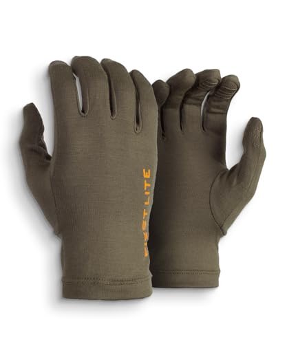 First Lite Aerowool Touch Liner Merino Wool Glove - Lightweight, Touchscreen Compatible Hunting Gloves - Conifer - Medium