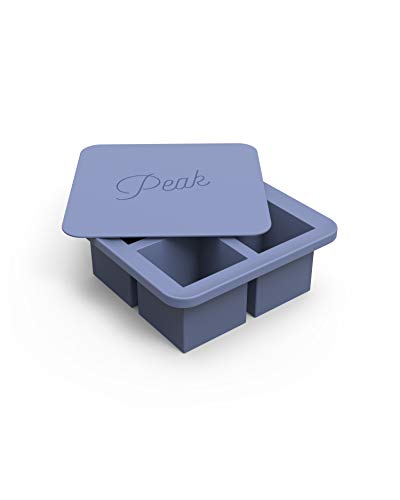 W&P Peak Silicone Extra Large Cube Ice Tray w/ Protective Lid | Blue Peak | Easy to Remove Ice Cubes | Food Grade Premium Silicone | Dishwasher Safe, BPA Free
