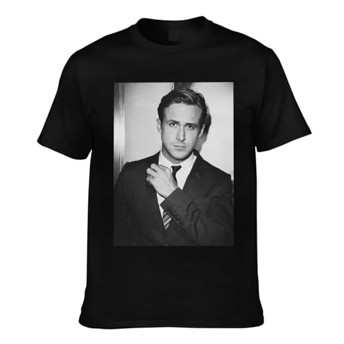 Arichwhoo Ryan Gosling Tshirt Short Sleeve 100% Cotton Top Crewneck Tees for Men Women （XSmall-4XLarge） Black