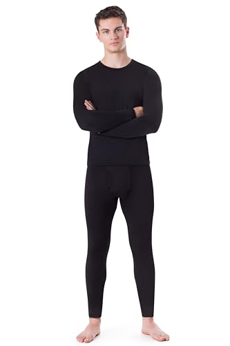 Rocky Thermal Underwear for Men (Long Johns Thermals Set) Shirt & Pants, Base Layer (Black - Standard Weight/Large)