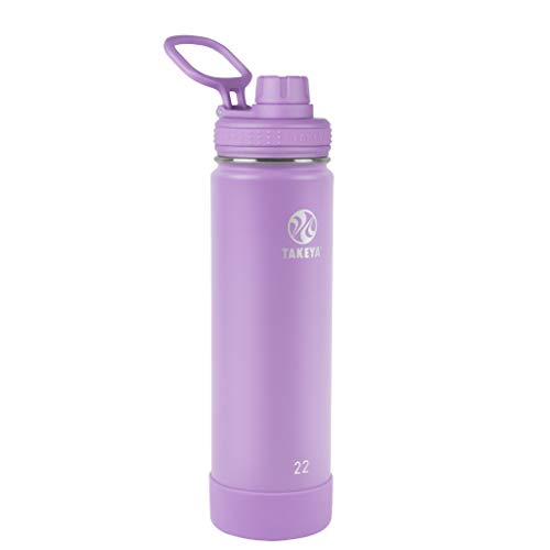 Takeya Actives Insulated Stainless Steel Water Bottle with Spout Lid, 22 Ounce, Lilac
