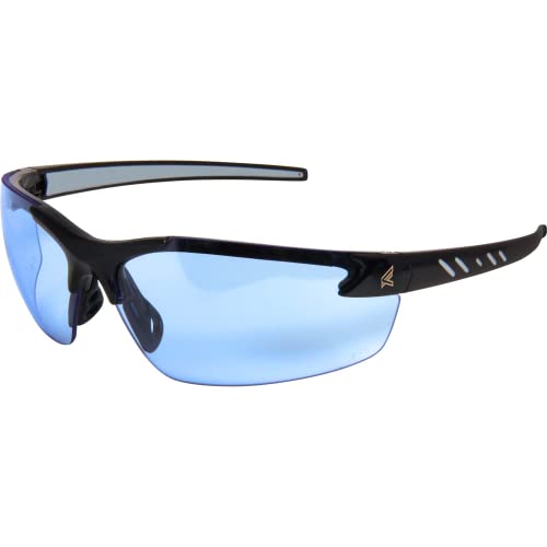 Edge DZ113-G2 Zorge G2 Wrap-Around Safety Glasses, Anti-Scratch, Non-Slip, UV 400, Military Grade, ANSI/ISEA & MCEPS Compliant, 5.04' Wide, Black Frame / Light Blue Lens