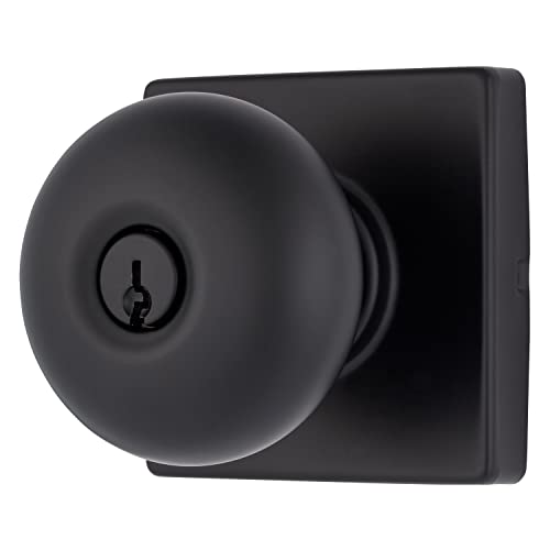 BRINKS – Contemporary Keyed Entry Ball Door Knob, Matte Black - Designed for Sleek and Modern Homes and Blends Seamlessly with Interior Décor (E2416-122)